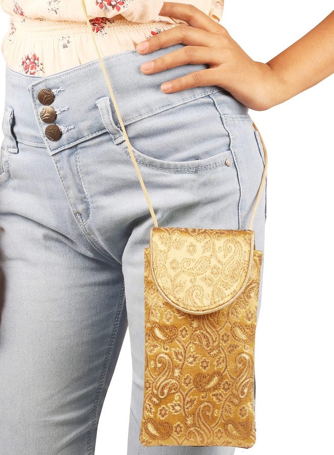 Indtresor Handcrafted Indian Traditional Paisley Floral Strong Gold Color Tassel Handle Vintage Party Magnetic Locking System Wedding Gift Evening Purse Handbag For Women. - Image 2